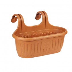 Γλάστρα Πλαστική Κρεμαστή Διπλή Καφέ