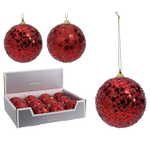 Χριστουγεννιάτικη Μπάλα Κόκκινη  Με Glitter 80mm