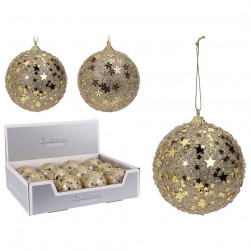 Χριστουγεννιάτικη Μπάλα Χρυσή Με Glitter 80mm