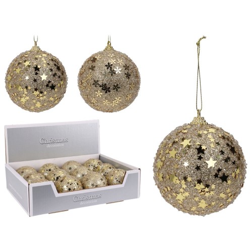 Χριστουγεννιάτικη Μπάλα Χρυσή Με Glitter 80mm