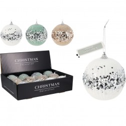 Χριστουγεννιάτικη Μπάλα Με Πούλιες 3Χρώμ.100mm