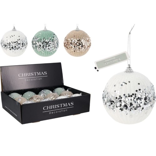 Χριστουγεννιάτικη Μπάλα Με Πούλιες 3Χρώμ.100mm