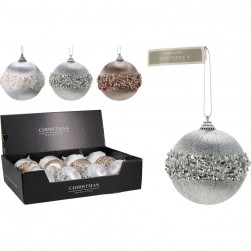 Χριστουγεννιάτικη Μπάλα Σε 3Χρώμ. 80mm