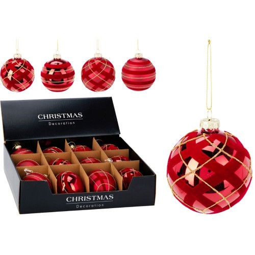 Χριστουγεννιάτικη Γυάλινη Μπάλα Κόκκινη 8εκ.