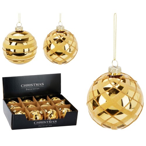 Χριστουγεννιάτικη Γυάλινη Μπάλα Χρυσή 8εκ.
