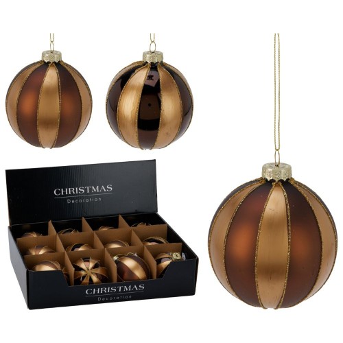 Χριστουγεννιάτικη Μπάλα Καφέ Glass 80mm