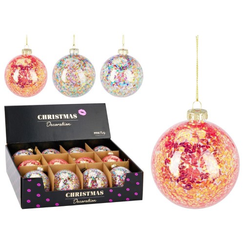 Χριστουγεννιάτικη Μπάλα Με Confetti 3Σχ. 8εκ.
