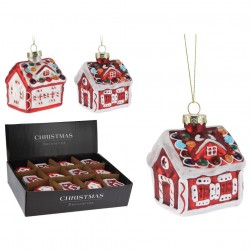 Χριστουγεννιάτικο Κρεμαστό Σπίτι Κόκκινο 8cm