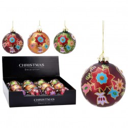 Χριστουγεννιάτικη Μπάλα Λουλούδι 3Χρώμ. 80mm