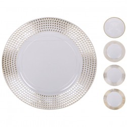 Πιατέλα Λευκή Με Χρυσό Χείλος 4 Σχ. 33εκ.