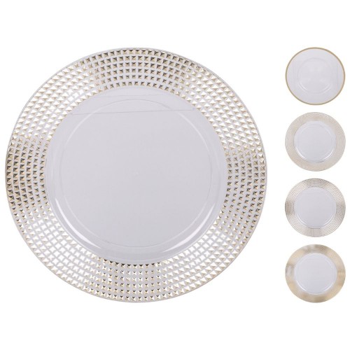 Πιατέλα Λευκή Με Χρυσό Χείλος 4 Σχ. 33εκ.