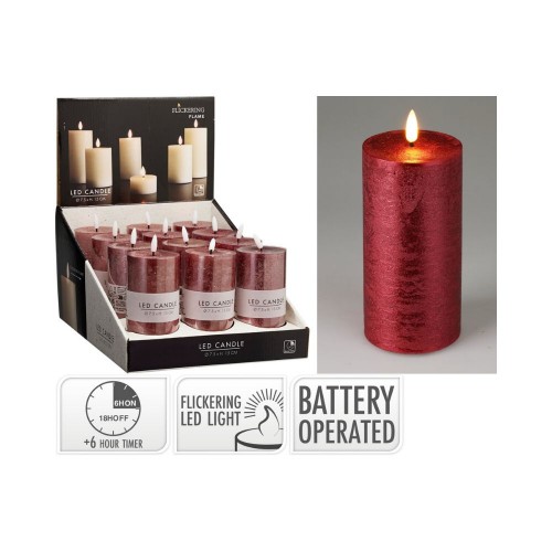 Κερί Led Κόκκινο 75X150mm