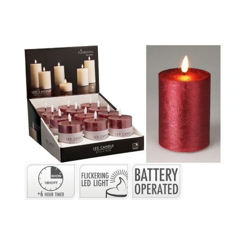 Κερί Led Κόκκινο 75X100mm