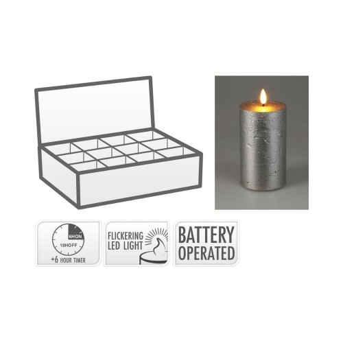 Κερί Led Ασημί 75X150mm