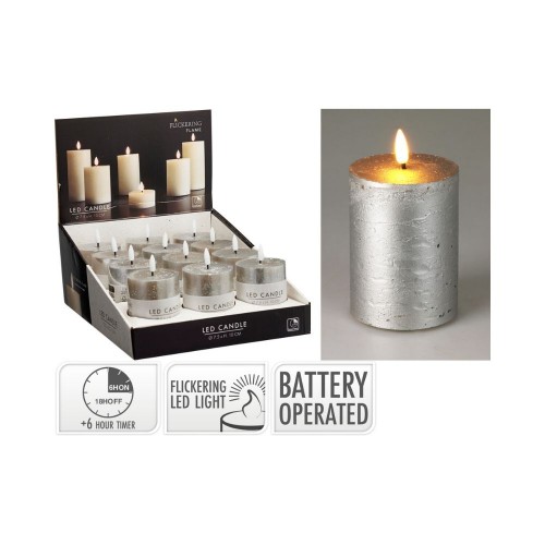 Κερί Led Ασημί 75X100mm