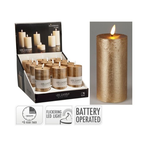 Κερί Led Χρυσό 75X150mm