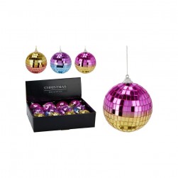 Χριστουγεννιάτικη Μπάλα Καθρέφτης 3 Χρώμ. 80mm