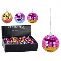 Χριστουγεννιάτικη Μπάλα Καθρέφτης 3 Χρώμ. 60mm
