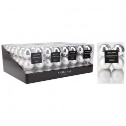 Χριστουγεννιάτικες Μπάλες Ασημί Σετ 12X60mm