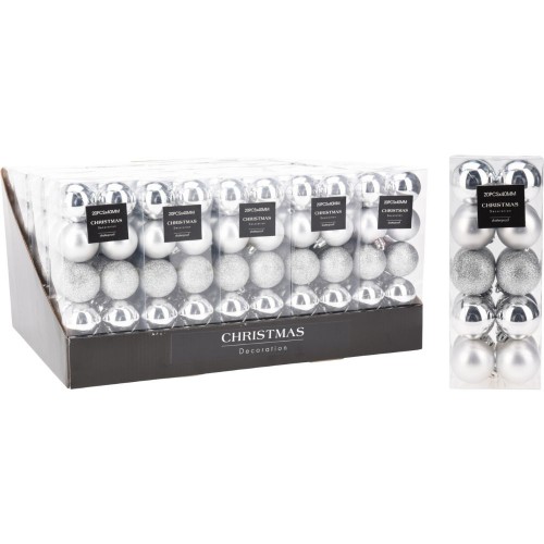 Χριστουγεννιάτικες Μπάλες Ασημί 20X40mm