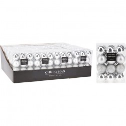 Χριστουγεννιάτικες Μπάλες Ασημί Σετ 24X 30mm