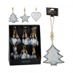 Χριστουγεννιάτικο Κρεμαστό Μεταλλικό Ασημί Διάφ. Σχέδια