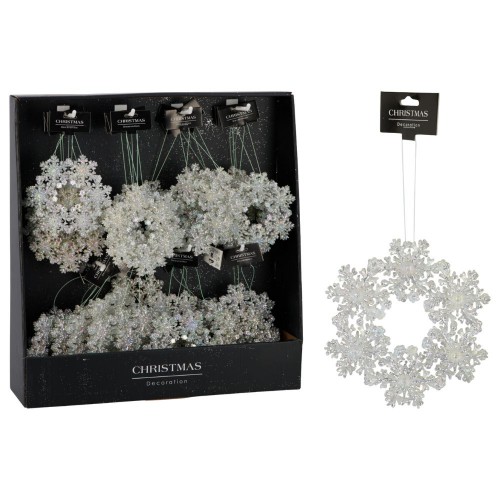 Χριστουγεννιάτικο Κρεμαστό Στεφάνι Ασημί