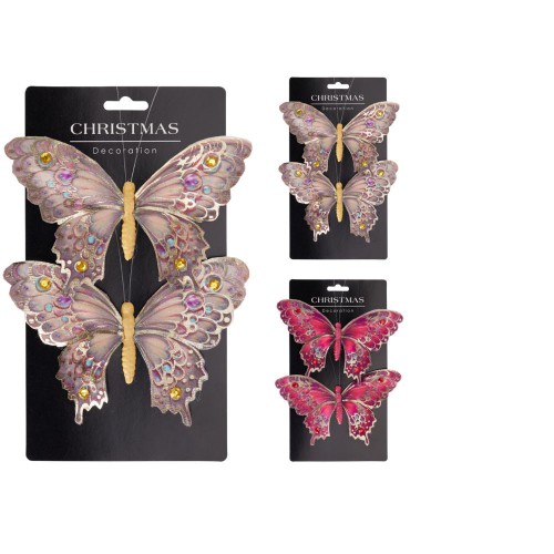 Πεταλούδες Διακοσμητικές Με Κλιπς 2 τμχ. 19εκ.