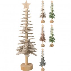 Χριστουγεννιάτικο Ξύλινο Δέντρο Διακοσμητικό 37εκ. 6Χρώμ.