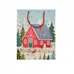 Τσάντα Δώρου Σπίτι Στο Χιόνι 25.5X33X10cm