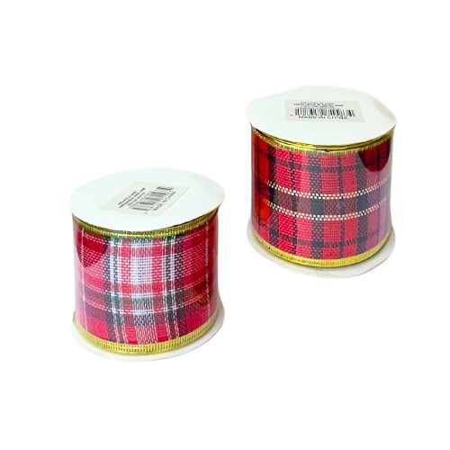 Χριστουγεννιάτικη Κορδέλα Καρώ 6.3cmX2.7m