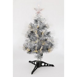 Φωτιζόμενο δέντρο ασημί με ίνες ύψους 65cm