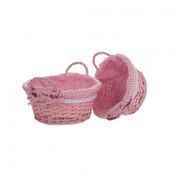 Πανέρι Ροζ Με Ύφασμα Σετ/2τμχ