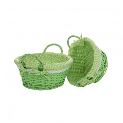 Πανέρι Πράσινο Με Ύφασμα Σετ/2τμχ