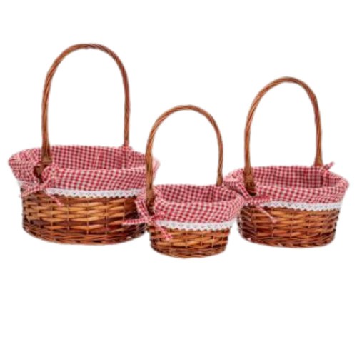 Καλάθι Με Ύφασμα Σετ/3τμχ