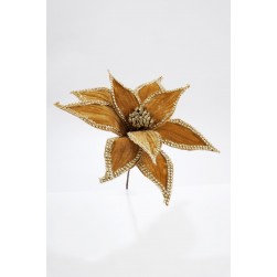 Λουλούδι χριστουγεννιάτικο χρυσό με πέτρες ύψους 23cm