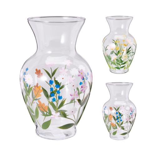 Ανθοδοχείο Με Ζωγραφιστά Λουλούδια 12.5X20εκ.