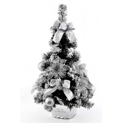 Δέντρο πράσινο χιονισμένο σε ασημί χρώμα με βάση ύψους 60cm