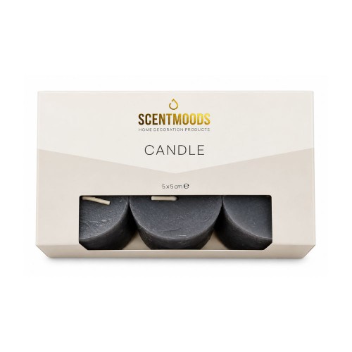 Κεριά ScentMoods Rustic  Black 5x5cm (6pcs)