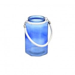 Γυάλα Μπλε Με Λευκό Σχοινί 17Χ26cm