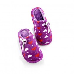 Γυναικεία Παντόφλα Μωβ Καρδιά