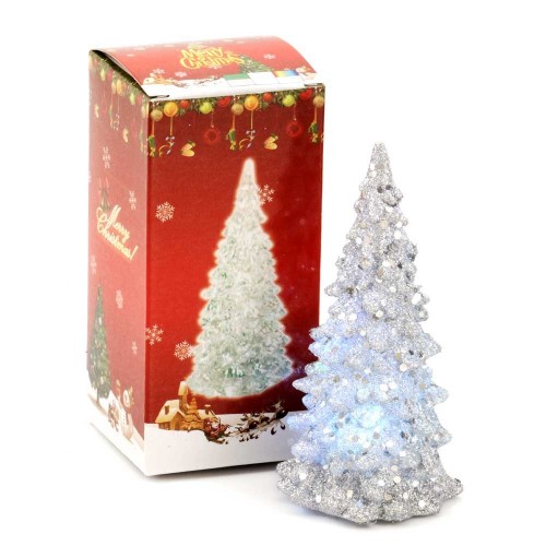 Χριστουγεννιάτικο Δέντρο Ασημί Φωτιζόμενο 12,5εκ.