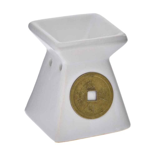 Αρωματιστής κεραμικός λευκός mini με χρυσό σύμβολο