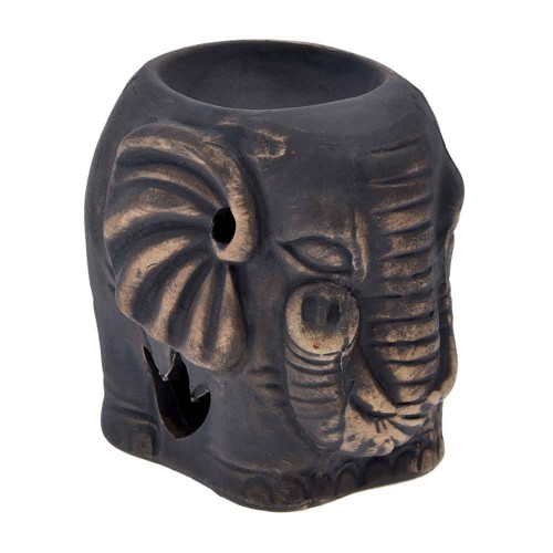 Αρωματιστής κεραμικός ελέφαντας με καφέ και μπέζ λεπτομέρειες