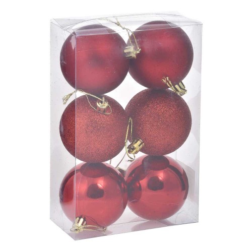 Χριστ/κες Μπάλες Σε Κουτί Κόκκινες 6τμχ 6cm