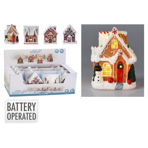 Χριστουγεννιάτικο Σπίτι Μπισκότο 10cm ME LED