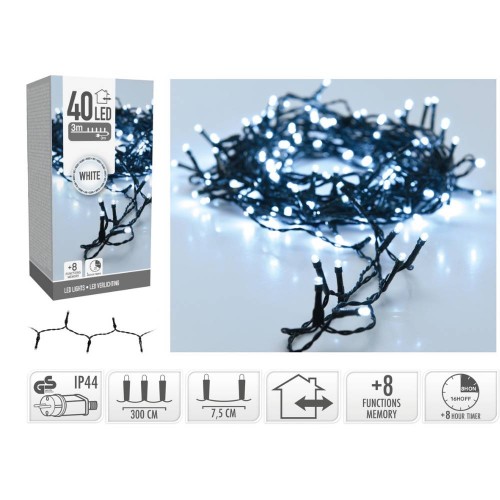 Λαμπάκια 40Led Ψυχρό Χρώμα Εσωτ-Εξωτ Χώρου