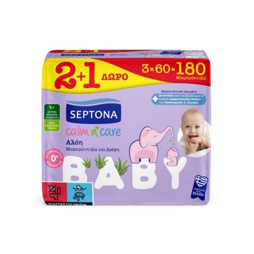 Septona Baby Wipes Αλόη 2+1